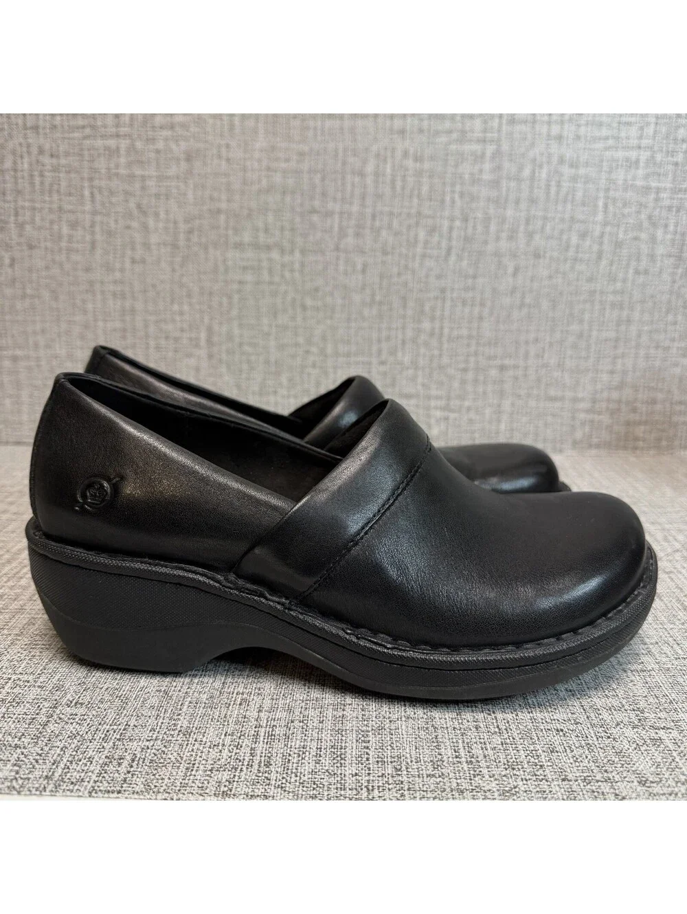 Born Shoes Womens Size 6.5 M Black Leather Toby Duo Clogs Slip On